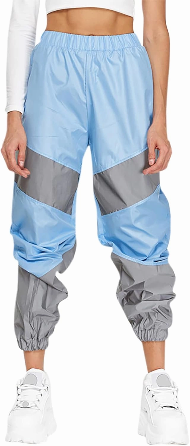 ANKOMINA Women's Rave Reflective Pants with Pocket Sport Joggers Pants Track Trouser Sweatpants Party Festival Club Outfit