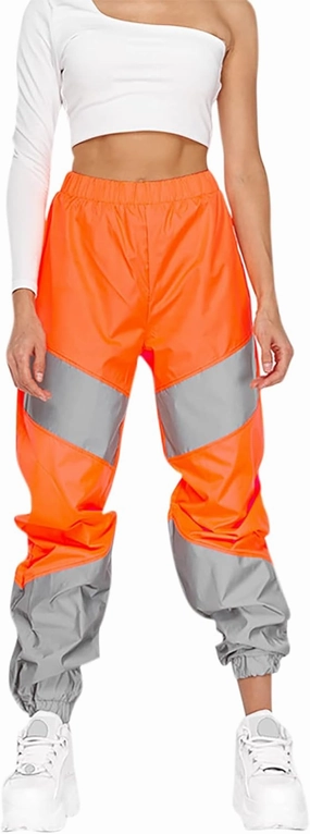 ANKOMINA Women's Rave Reflective Pants with Pocket Sport Joggers Pants Track Trouser Sweatpants Party Festival Club Outfit