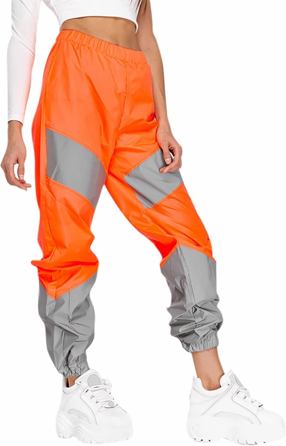 ANKOMINA Women's Rave Reflective Pants with Pocket Sport Joggers Pants Track Trouser Sweatpants Party Festival Club Outfit
