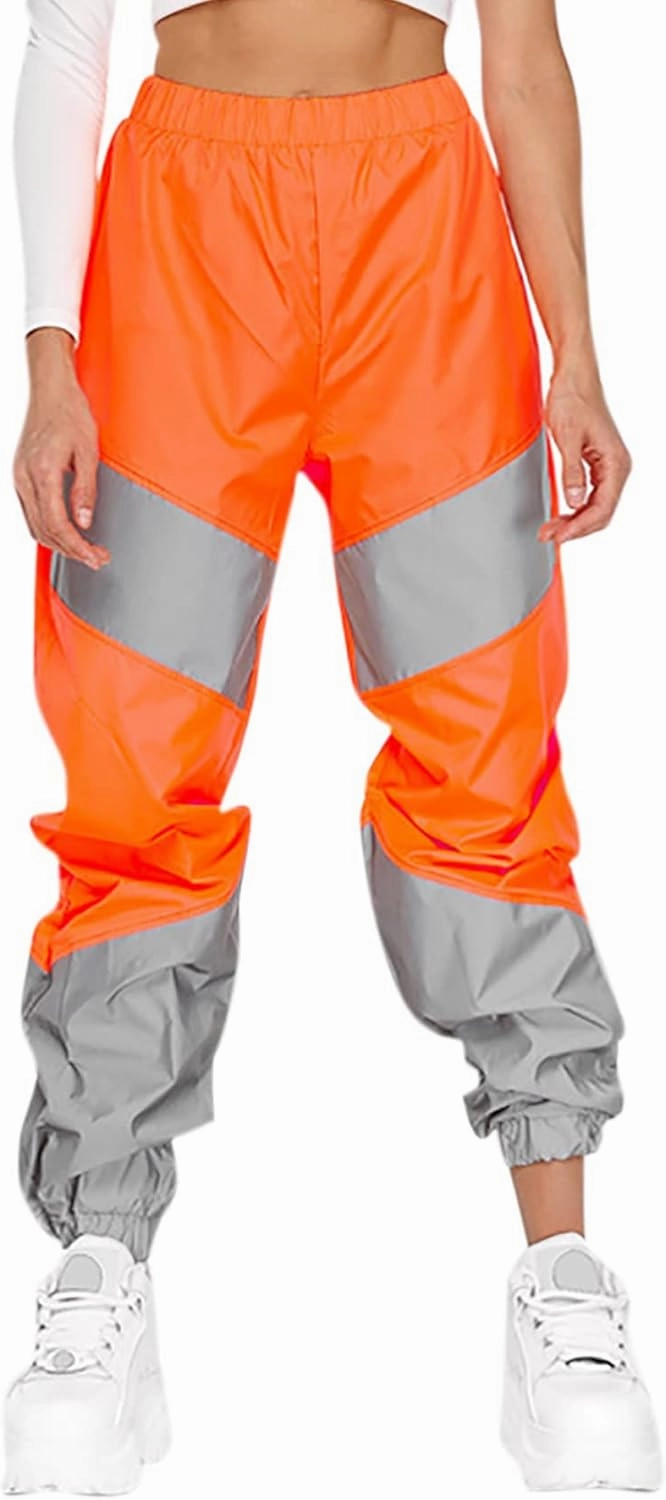 ANKOMINA Women's Rave Reflective Pants with Pocket Sport Joggers Pants Track Trouser Sweatpants Party Festival Club Outfit