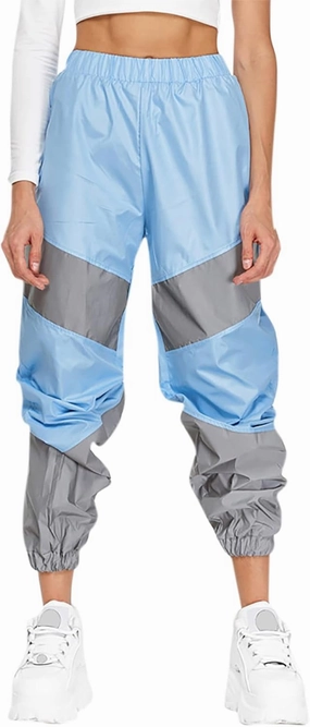 ANKOMINA Women's Rave Reflective Pants with Pocket Sport Joggers Pants Track Trouser Sweatpants Party Festival Club Outfit