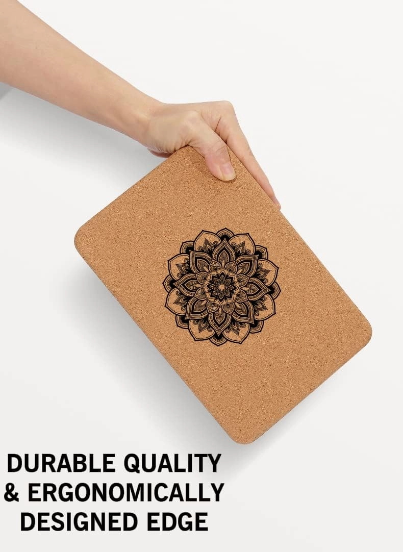 Aozora Cork Yoga Block Sustainable & Eco Friendly 2 Pack and Yoga Strap Set Made of The Finest Natural Cork for Better Support, Balance & Comfort