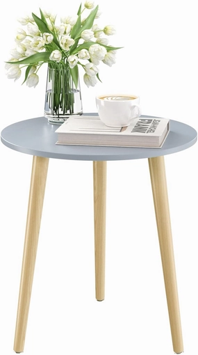 Apicizon Round Side Table, Blue Grey End Table for Small Spaces, Nursery Round Side Table Small Bedside Table Living Room, Bedroom, 16.5 x 20.5 Inches