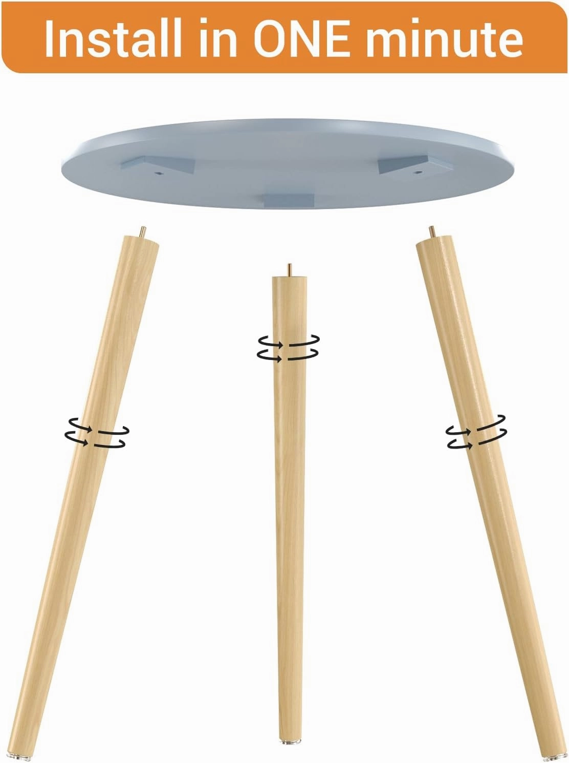 Apicizon Round Side Table, Blue Grey End Table for Small Spaces, Nursery Round Side Table Small Bedside Table Living Room, Bedroom, 16.5 x 20.5 Inches
