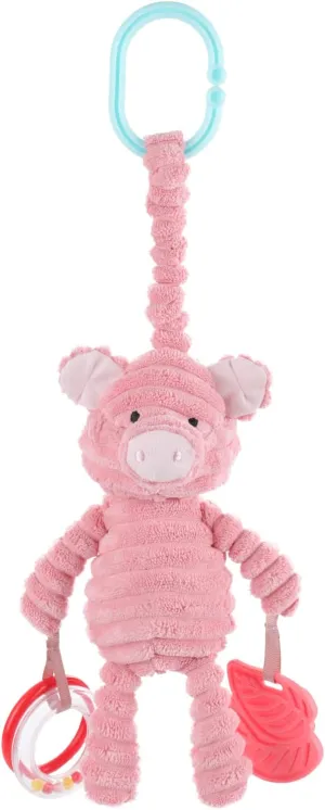 Apricot Lamb Baby Stroller or Car Seat Activity and Teething Toy, Features Plush Pig Character, Gentle Rattle Sound & Soft Teether, 8.5 Inches