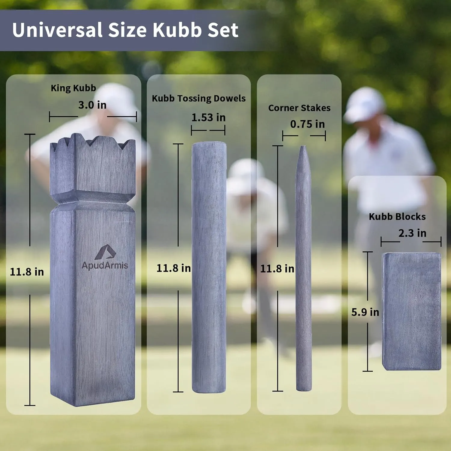 ApudArmis Kubb Yard Game Set, Viking Chess Outdoor Clash Toss Yard Game with Carrying Case - Rubber Wooden Backyard Lawn Games Set for Teenagers Adults Family