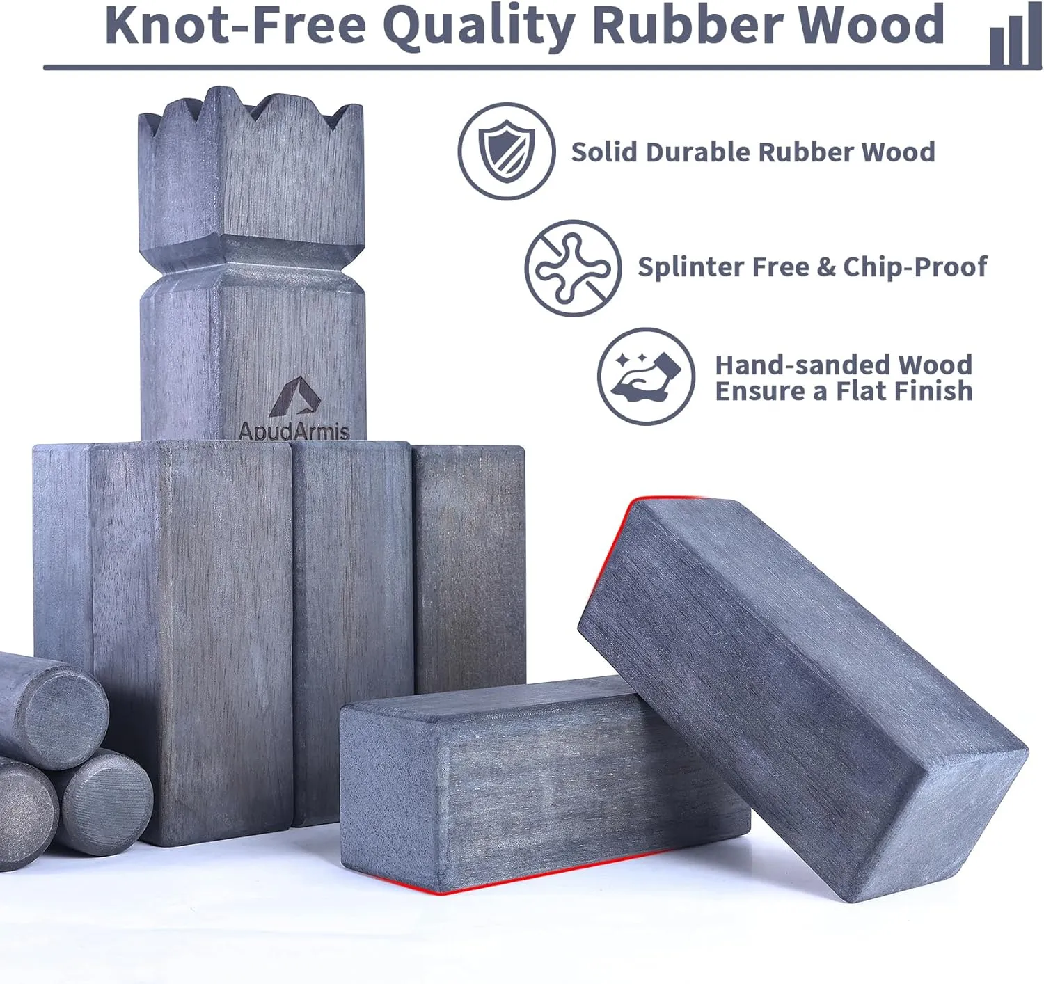 ApudArmis Kubb Yard Game Set, Viking Chess Outdoor Clash Toss Yard Game with Carrying Case - Rubber Wooden Backyard Lawn Games Set for Teenagers Adults Family