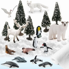 Arctic Animals Toys, Polar Animals Toy, 21PCS, Model Scenery Kit, Antarctic Animals Figurines for Kids Cake Toppers Christmas Birthday Toy Gift