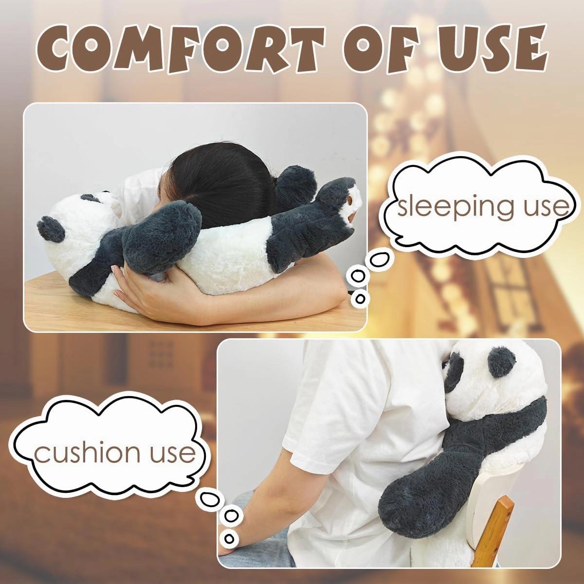 ARELUX 22in Large Panda Plush Stuffed Animal Hugging Pillow:Soft Giant Sleeping Body Warm Fluffy Pillow Adorable Chubby Panda Plushie Toy Creative for Friends Dormitory
