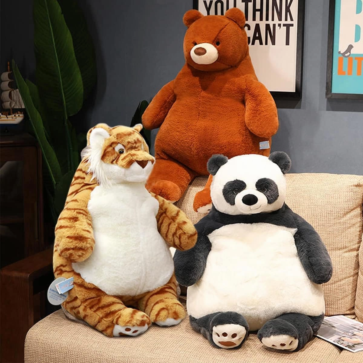 ARELUX 22in Large Panda Plush Stuffed Animal Hugging Pillow:Soft Giant Sleeping Body Warm Fluffy Pillow Adorable Chubby Panda Plushie Toy Creative for Friends Dormitory