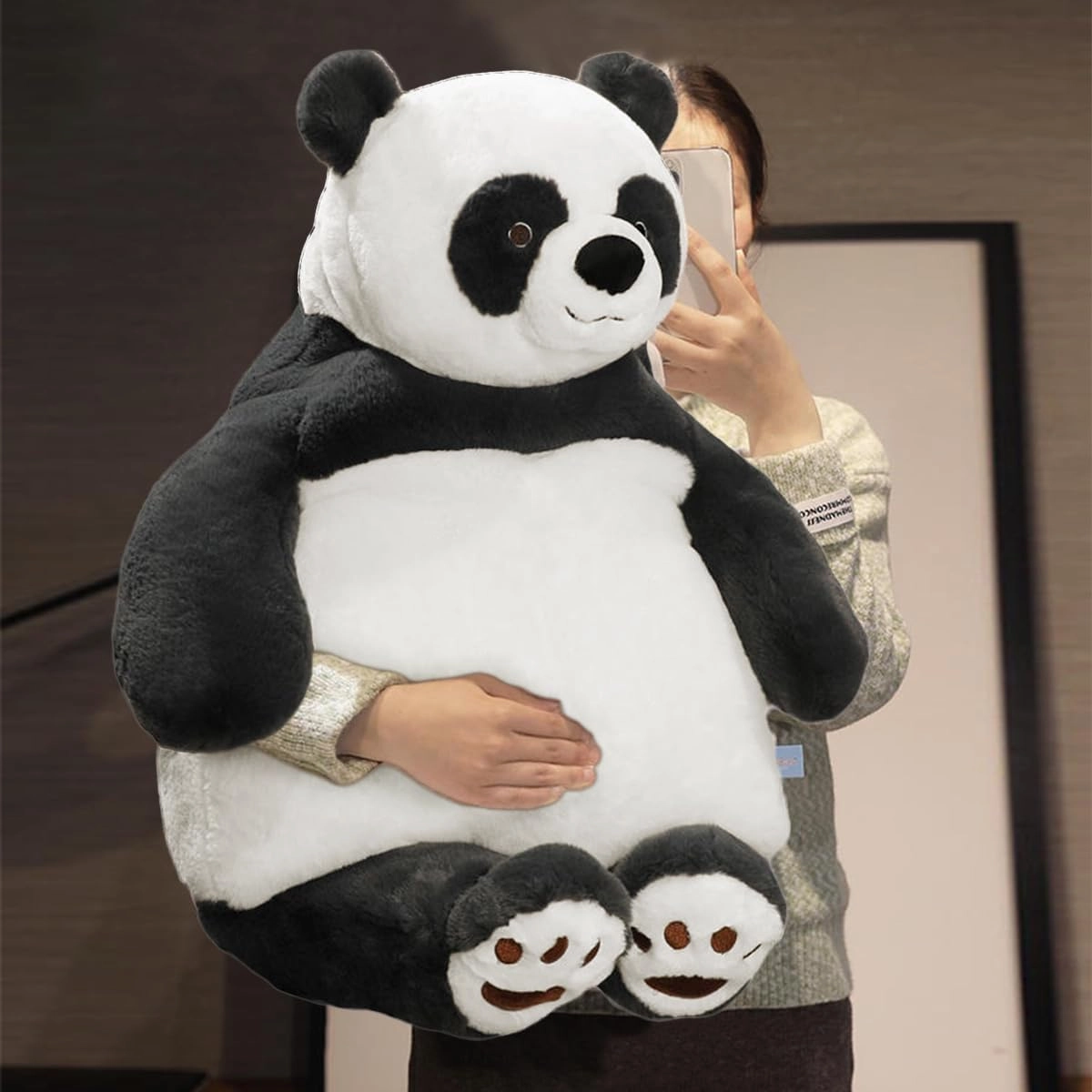 ARELUX 22in Large Panda Plush Stuffed Animal Hugging Pillow:Soft Giant Sleeping Body Warm Fluffy Pillow Adorable Chubby Panda Plushie Toy Creative for Friends Dormitory
