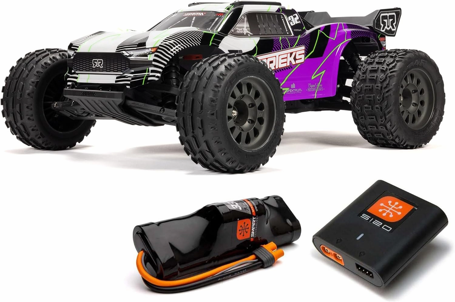 ARRMA RC Truck 1/10 VORTEKS 2wd Stadium Truck RTR with Smart Battery & Charger, Purple, ARA3205ST2