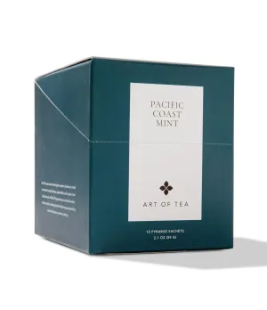 Art of Tea | Pacific Coast Mint (Naturally Caffeine Free) | 12 Eco Friendly Pyramid Peppermint Tea Bags Sachet