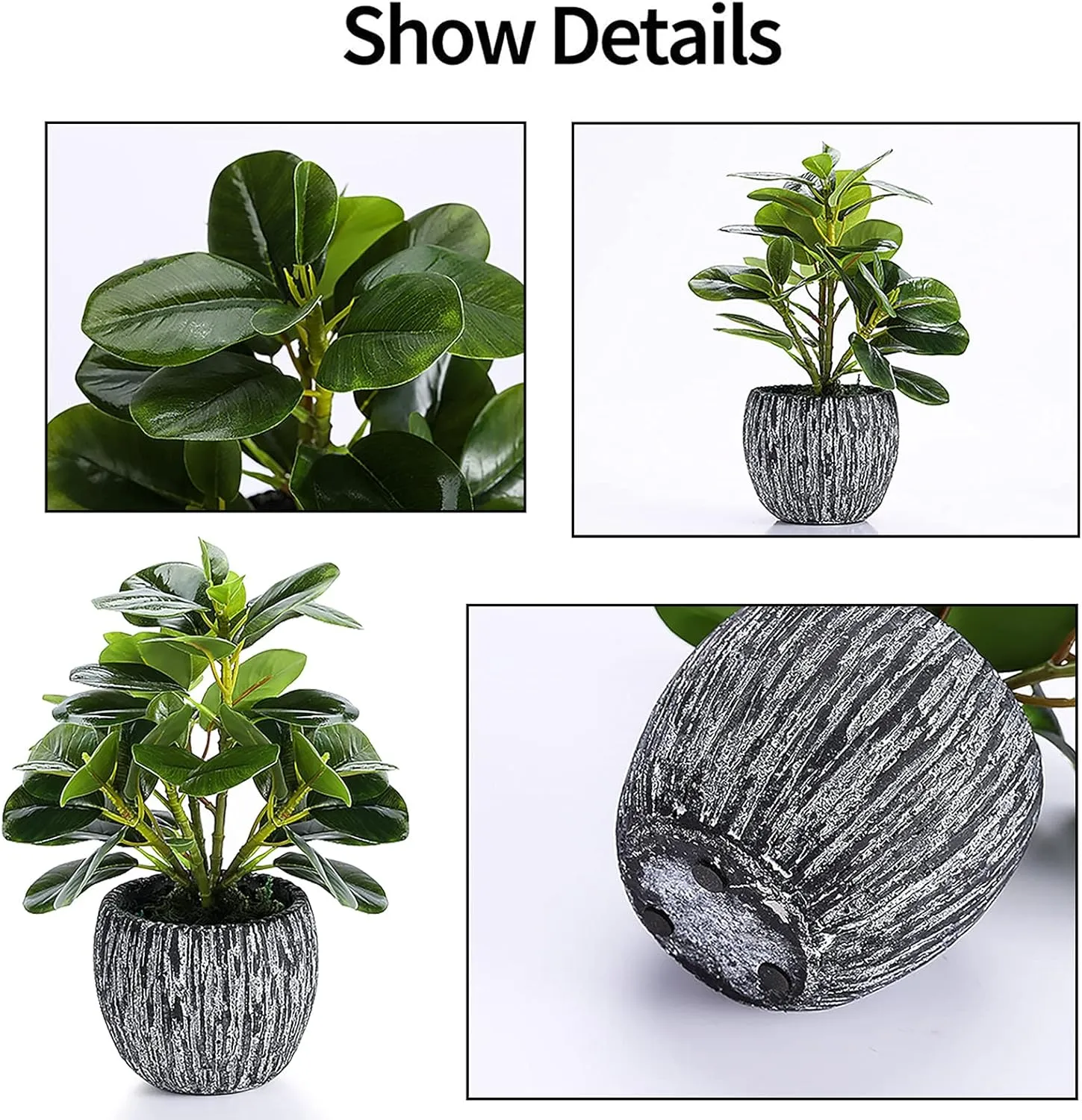 Artificial Potted Plant, Real Touch Artificial Oak Leaves Waterproof Fake Plants Indoor Outdoor, Eco Friendly Modern Concrete Greenery Plant Pots for Office Home Kitchen Shelf Farmhouse Decor