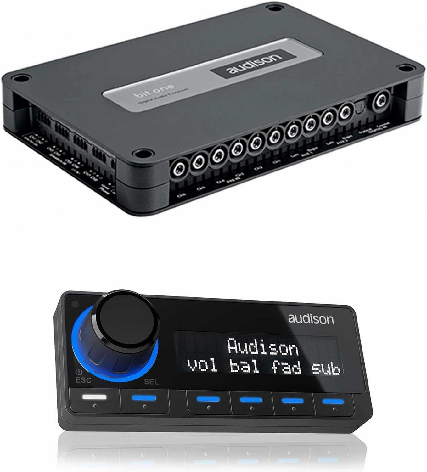 Audison bit One.1 Signal Interface Processor with 8 Channels in and Out with Audison DRC MP Multimedia Play Digital Remote Control