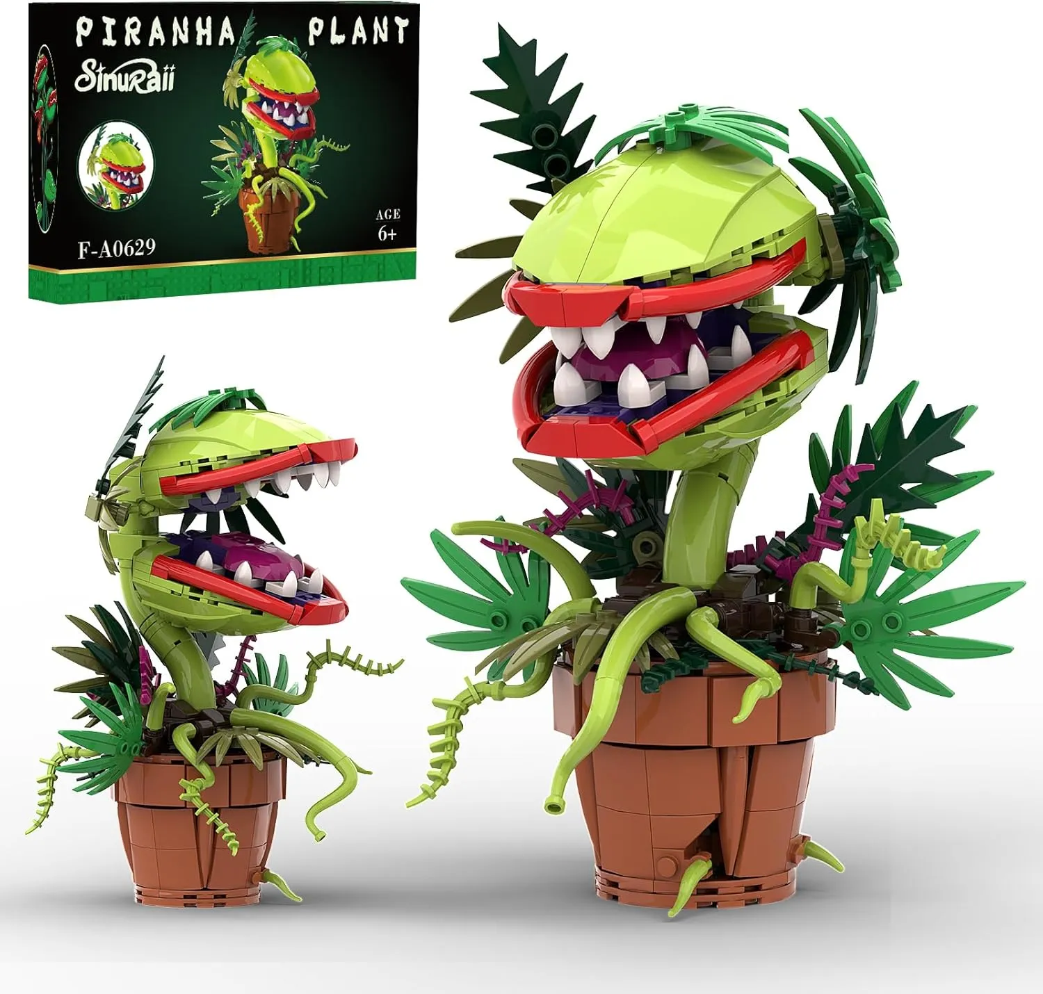 Audrey II Piranha Flower Building Blocks Set, Cannibal Plants Building Set, Openable Mouth Gift Toy, Bonsai Plants Christmas Halloween Horror Decor Gifts for Adults