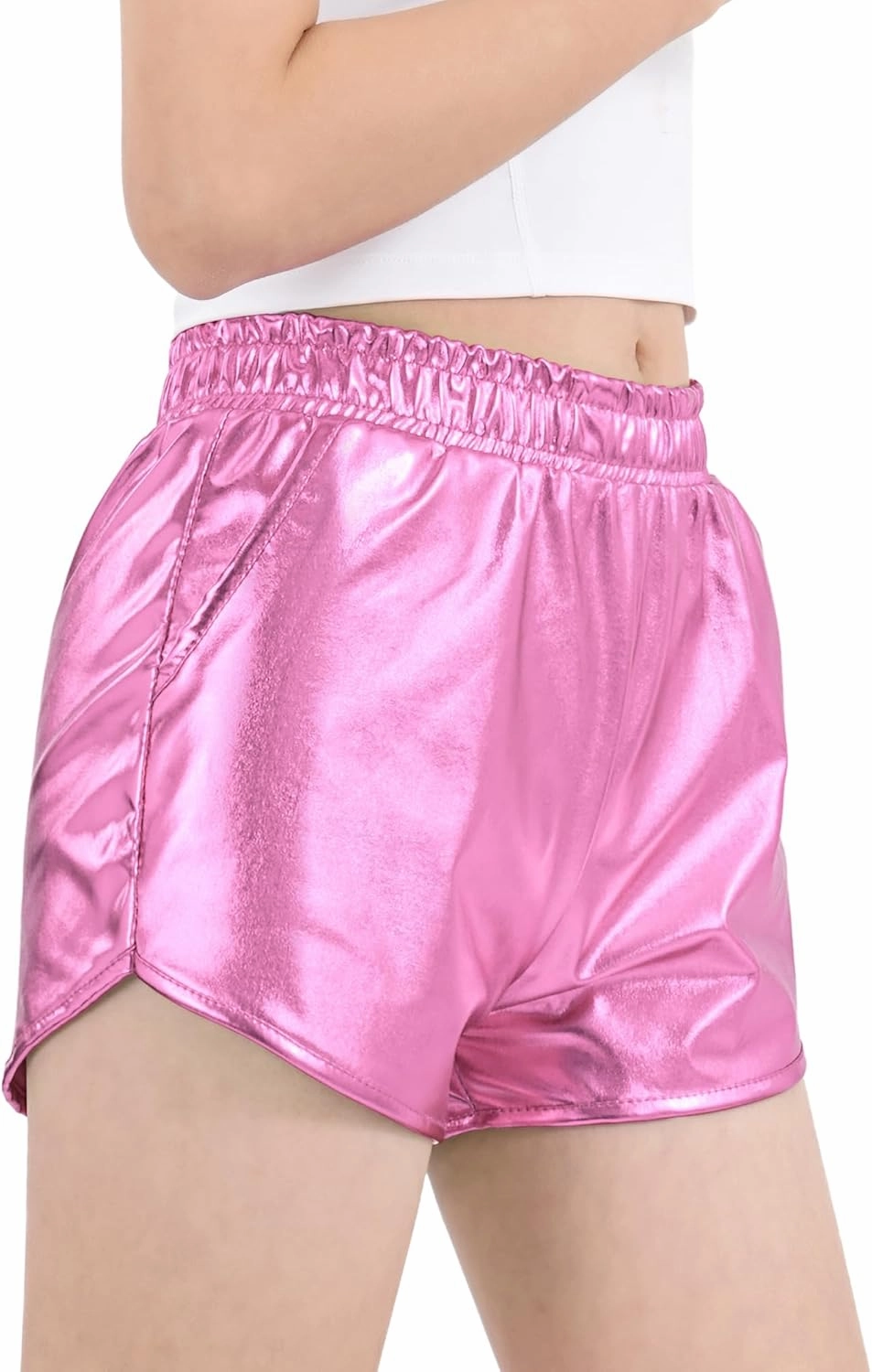 Auranso Girls Metallic Shorts Sparkly Hot Pants Shiny Dance Outfits Short Pants