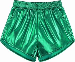 Auranso Girls Metallic Shorts Sparkly Hot Pants Shiny Dance Outfits Short Pants