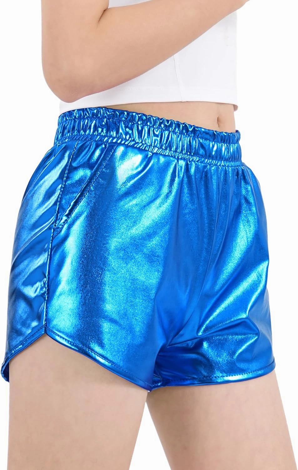 Auranso Girls Metallic Shorts Sparkly Hot Pants Shiny Dance Outfits Short Pants