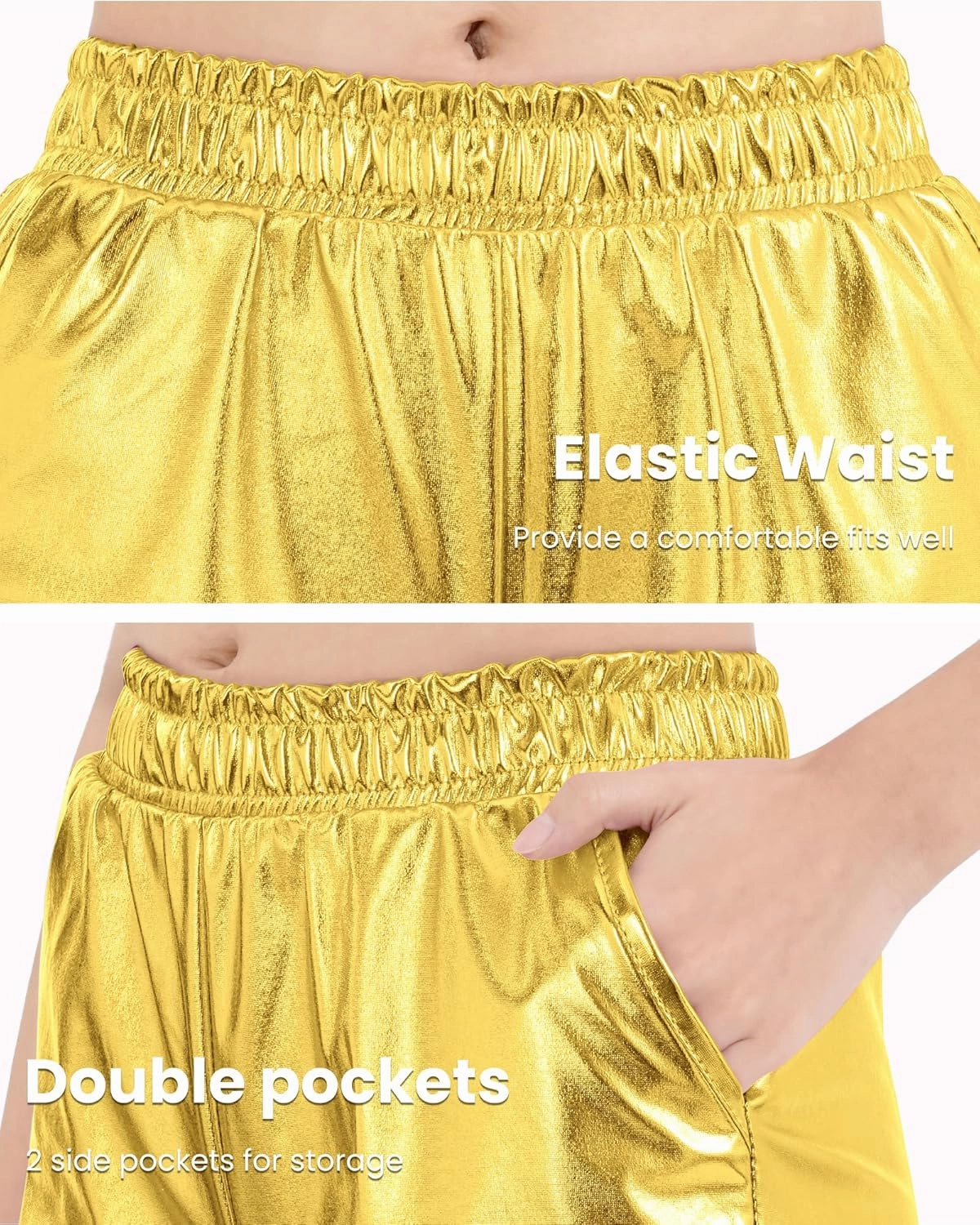 Auranso Girls Metallic Shorts Sparkly Hot Pants Shiny Dance Outfits Short Pants