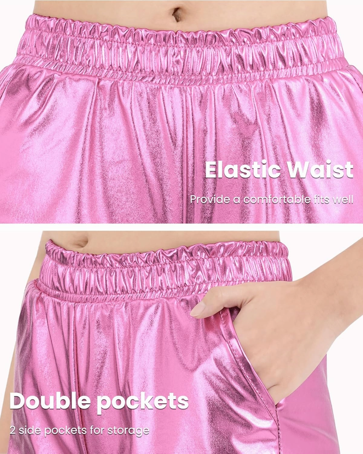 Auranso Girls Metallic Shorts Sparkly Hot Pants Shiny Dance Outfits Short Pants