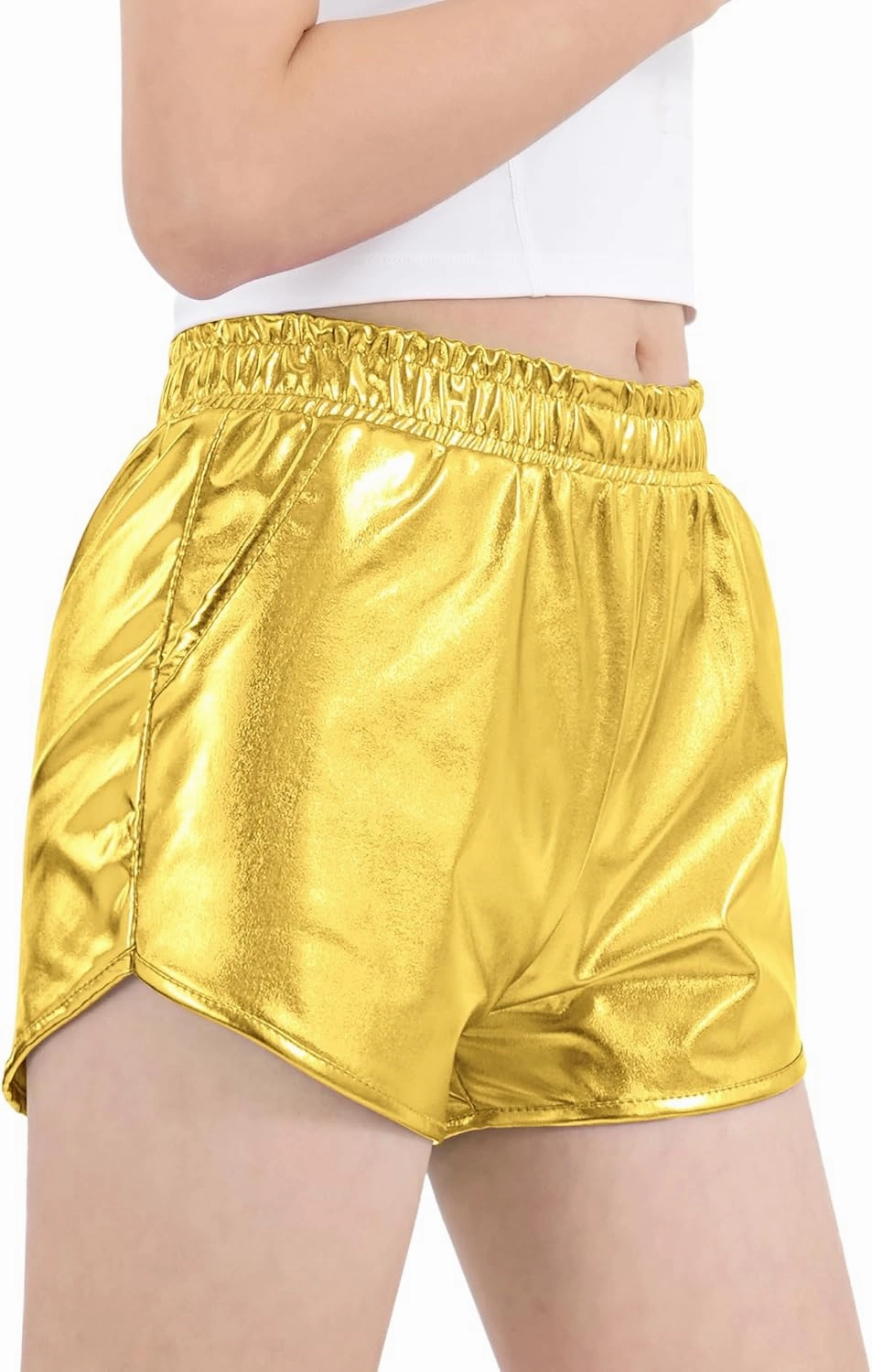 Auranso Girls Metallic Shorts Sparkly Hot Pants Shiny Dance Outfits Short Pants