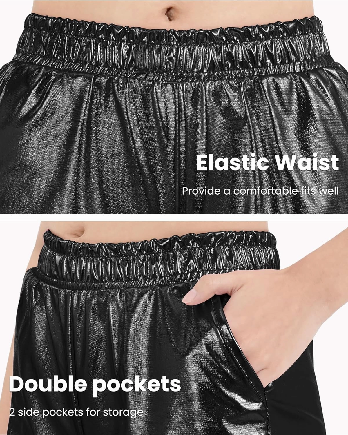 Auranso Girls Metallic Shorts Sparkly Hot Pants Shiny Dance Outfits Short Pants