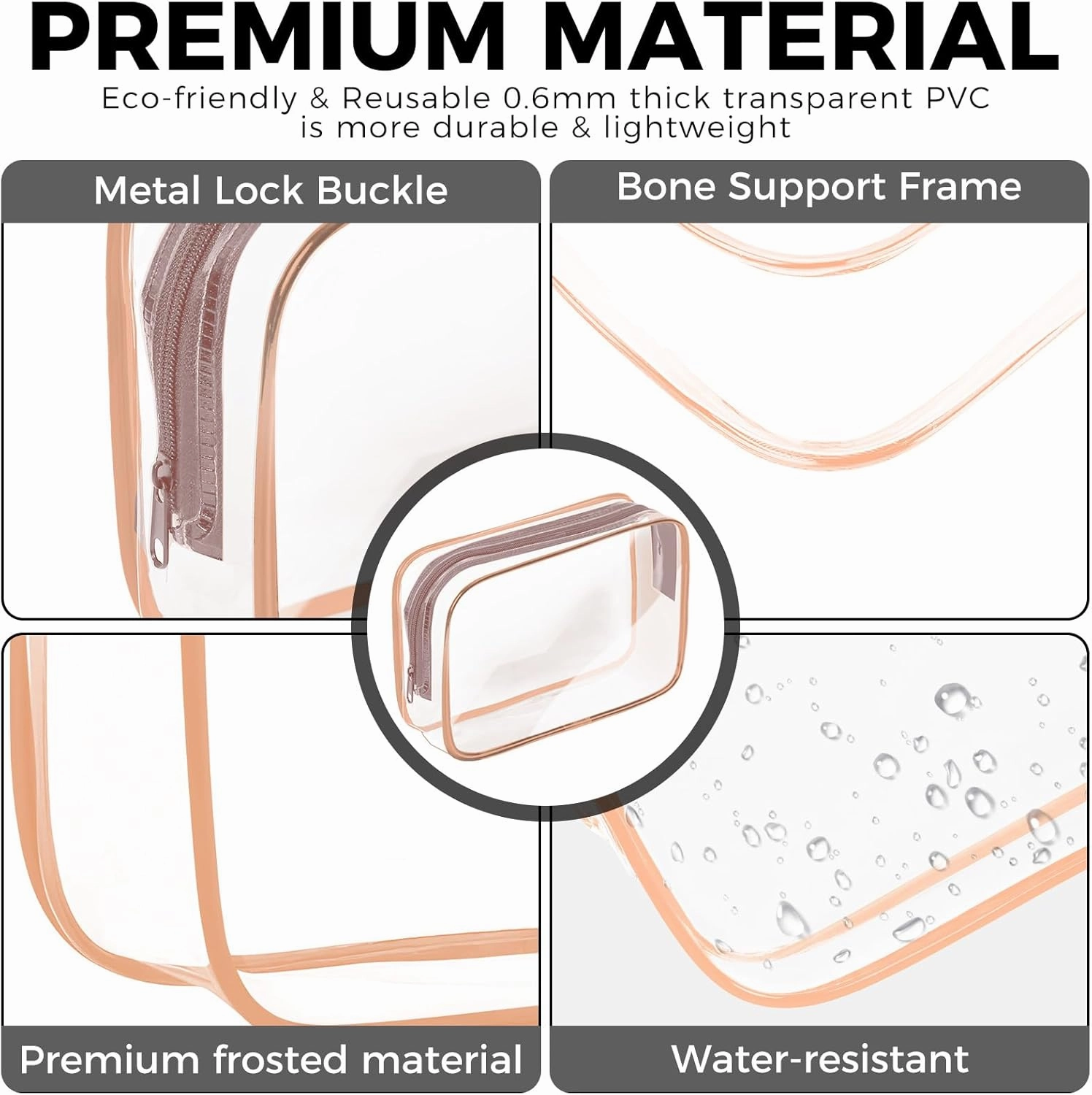 AURUZA Clear Makeup Bag, 12PCS TSA Approved Cosmetic Travel Toiletry Organizer, Quart Size Carry On Compliant, Water Resistant Airport Airline Essentials