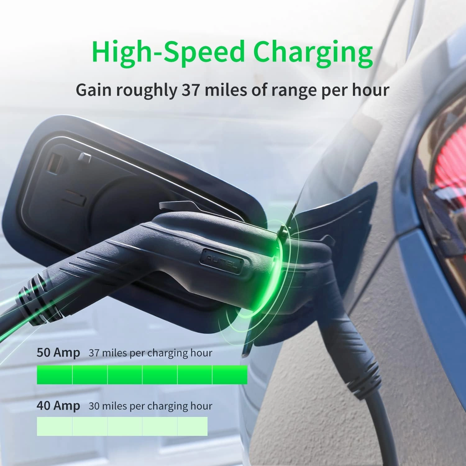 Autel MaxiCharger Home Smart AI Electric Vehicle (EV) Charger, 50 Amp Level 2 Wi-Fi and Bluetooth Enabled EVSE, Indoor/Outdoor Car Charging Station, with in-Body Holster and 25-Foot Premium Cable