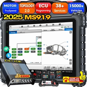 Autel MaxiSys MS919 Smart Diagnostics Tool, 2025 New Motor TruSpeed Same as MSUltra, TSB, Repair Tips, Topology 2.0, ECU Programming Coding, 40  Reset, 3K  Active Tests, Up of MS909 Ultra Lite Elite 2