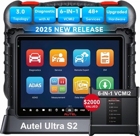 Autel MaxiSYS Ultra S2 Scanner, 2025 Top Intelligen Scan Tool with Ai, 6-in-1 VCMI2, Up of MSUltra/ MS919/ MS909, Topology 3.0, Motor Truspeed Repair, EV Tests, 48  Service, ECU Programming/Coding
