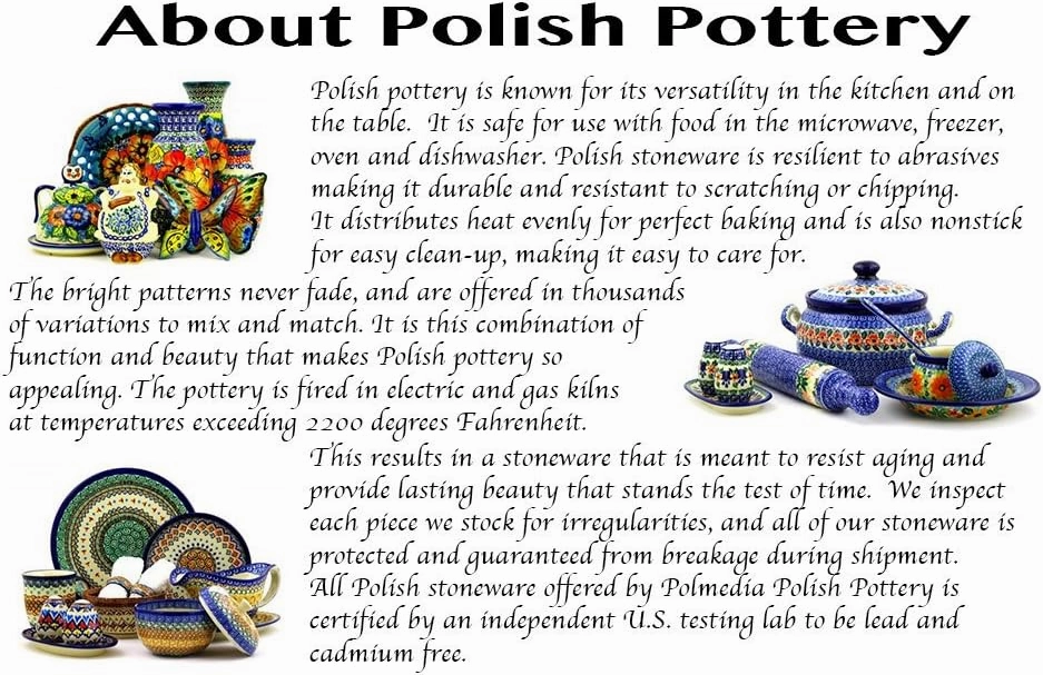 Authentic Polish Pottery Bowl 6-inch Signature UNIKAT in Enchanted Spring Design Handmade in Bolesławiec Poland by Ceramika Artystyczna   Certificate of Authenticity