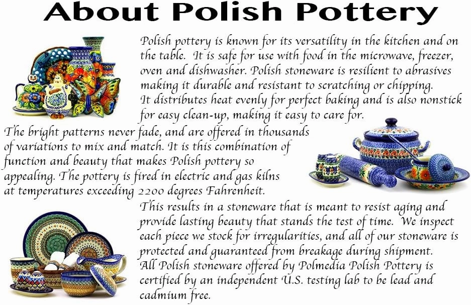Authentic Polish Pottery Tea Bag or Lemon Plate Signature UNIKAT in Cobalt Poppies Design Handmade in Bolesławiec Poland by Ceramika Artystyczna   Certificate of Authenticity