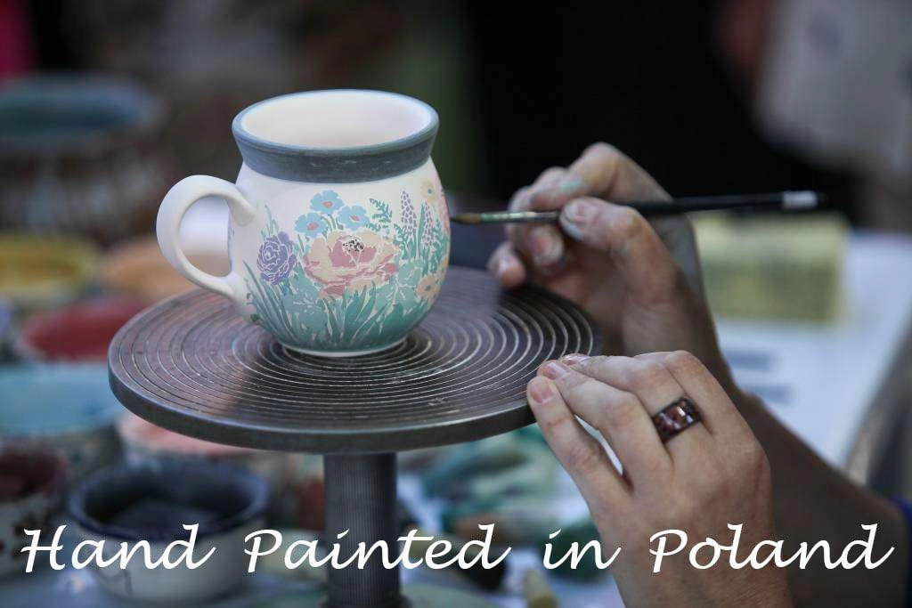 Authentic Polish Pottery Tea Bag or Lemon Plate Signature UNIKAT in Cobalt Poppies Design Handmade in Bolesławiec Poland by Ceramika Artystyczna   Certificate of Authenticity
