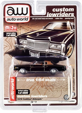 Autoworld CP7719 1975 Cadillac Eldorado Black with Brown Limited Edition to 4800 Piece 1 by 64 Scale Diecast Model Car