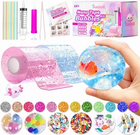 Axolotl Nano Tape Bubble Kit, Double Sided Tape Elastic Bubbles DIY Craft Kit, Stress Balls Toys, Squishy Ball, Anxiety Relief Toy, Party Favors and Fidget Toys for Girls, Boys, Kids