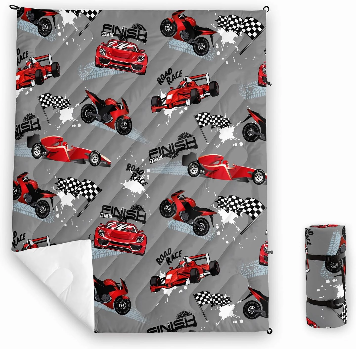 Axolotl Racing Car Lightweight Travel Blanket,Cooling Red Car Printed Camping Blanket,Boys Extremly Gaming Packable Portable Outdoor Blanket,Waterproof Travel Blanket for Hiking,Traveling,Camping,Grey