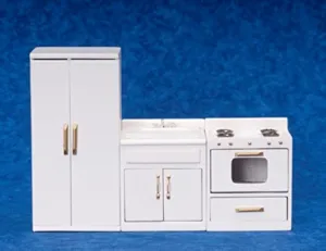 Aztec Imports, Inc. Dollhouse Miniature 3-Pc. White Traditional Kitchen Set