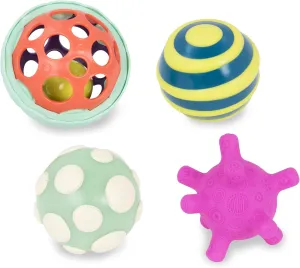 B. toys- B. baby- Textured Sensory Balls for Baby- Developmental Toy- Textured Balls Set– of 4 Balls For Infants- Ball-a-balloos- 6 months  