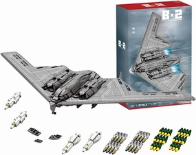 B2 Spirit Strategic Bomber Building Blocks and Construction Toy, Collectible Military-Themed Model to Build and Display, Great Gift for Military Fans (2063 PCS), 1:70 Scale