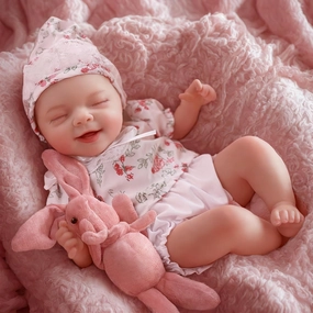 BABESIDE Lifelike Reborn Baby Dolls - 12-Inch Sweet Smile Realistic-Newborn Baby Dolls Full Body Vinyl Sleeping Baby Girl Real Life Baby Doll with Toy Accessories Gift Set for Kids
