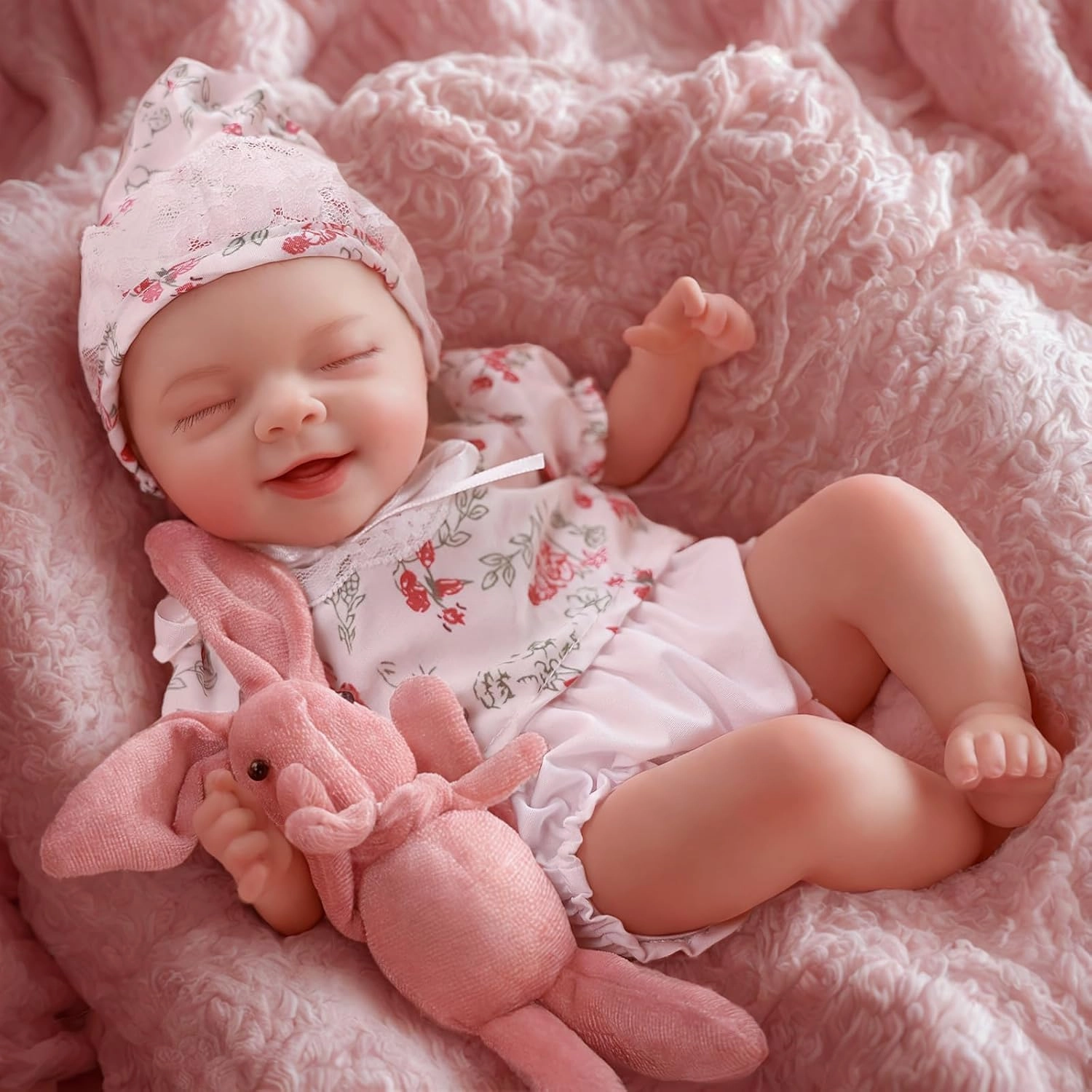 BABESIDE Lifelike Reborn Baby Dolls - 12-Inch Sweet Smile Realistic-Newborn Baby Dolls Full Body Vinyl Sleeping Baby Girl Real Life Baby Doll with Toy Accessories Gift Set for Kids