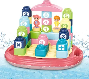 Baby Bath Toys,Building Blocks Water Wheels Bathtub Toy for Kids,Water Swimming Pool Early Learning Bathtub Toys,Toddler Infant Newborn Boy Girl Birthday Baby Gift (Number Blocks)
