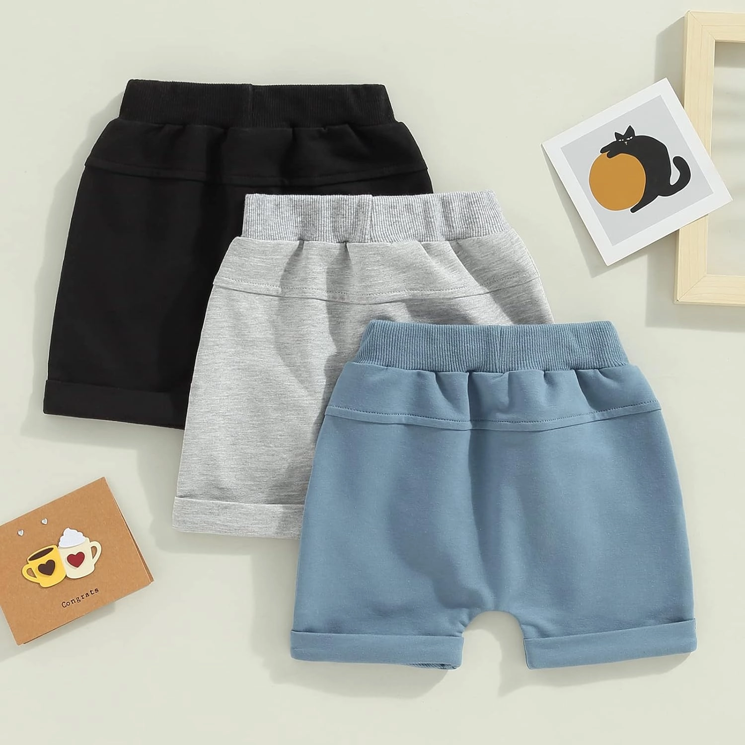 Baby Boys' Toddler 3-Pack Pull-on Jogger Shorts Knit Shorts Classic Fit Elastic Waist Shorts Kids Multipacks Pants