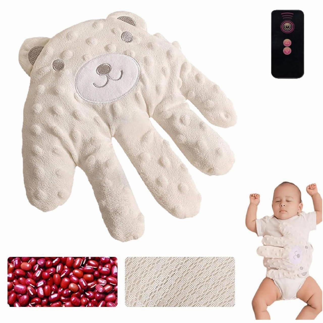 Baby Soothing Palm, Baby Patter for Sleep, Startle Prevention Cartoon Animal Baby Pillow, Electric Baby Soothing Palm with Remote Control, for Newborns Baby Girl Baby Boy