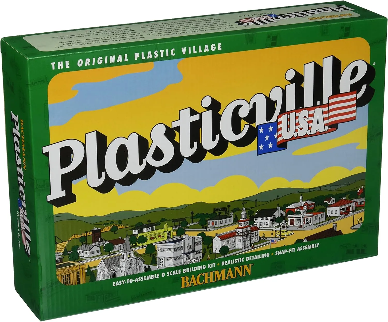 Bachmann Trains - PLASTICVILLE U.S.A. BUILDINGS – CLASSIC KITS - FIRE HOUSE w/Pumper Truck, Ladder Truck & Fire Chief Car - O Scale