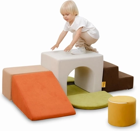 BanaSuper Kids Climbing Foam Blocks Playset - 7 Piece Toddler Climbing Toys, Indoor Gross Motor Development Montessori Gross Motor Toy for Babies & Toddlers (Colorful)