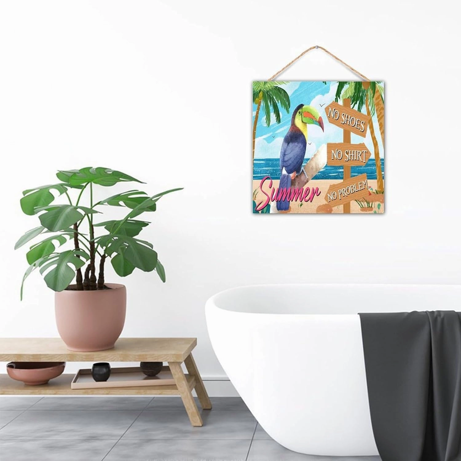 Bar Open No Shoes No Shirt No Problem Wood Plank Hanging Sign Wall Decoration Rustic Happy Hour Pool Beach Signs Painted Wooden Plaque Sign for Bedroom Dinning Room Porch 12x12in