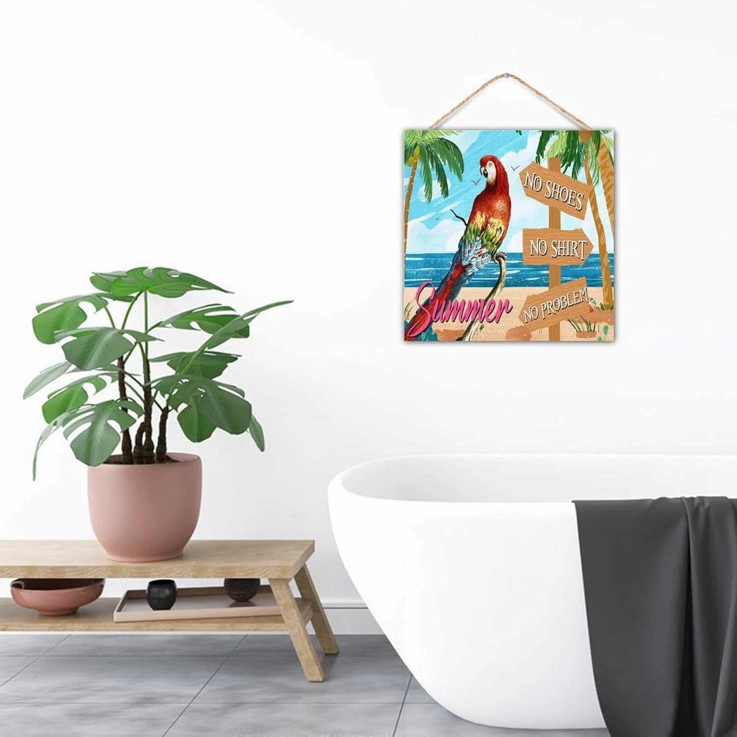Bar Open No Shoes No Shirt No Problem Wood Wall Sign Wall Art Decorative Rustic Happy Hour Pool Beach Signs Painted Wood Signs for Indoor Dinning Room Outdoor 12x12in
