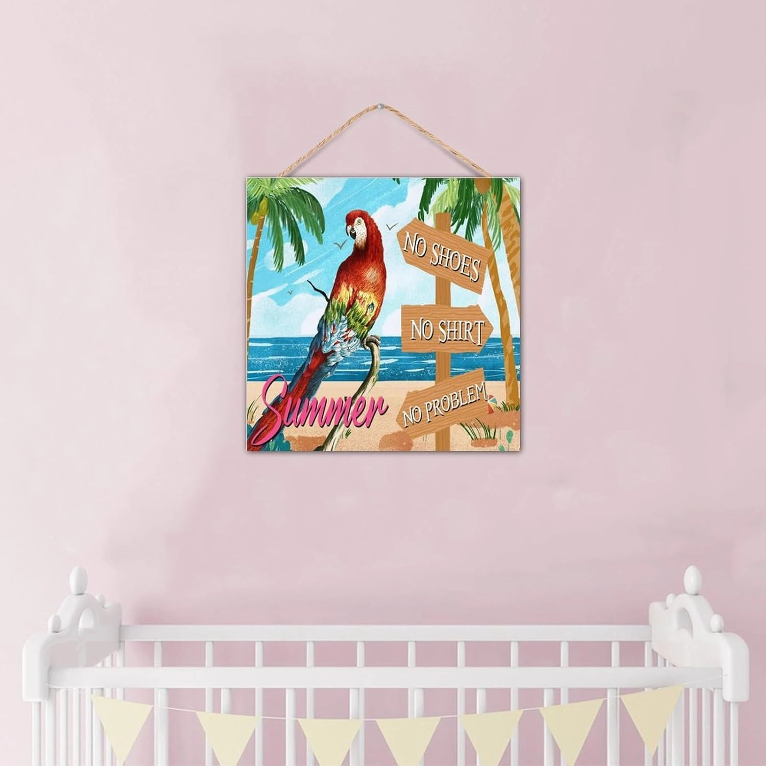 Bar Open No Shoes No Shirt No Problem Wood Wall Sign Wall Art Decorative Rustic Happy Hour Pool Beach Signs Painted Wood Signs for Indoor Dinning Room Outdoor 12x12in